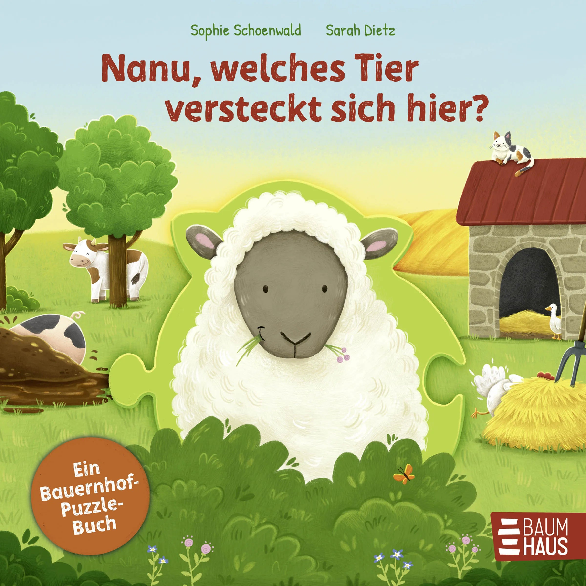 Buchcover von 'Nanu, welches Tier versteckt sich hier? Ein Bauernhof-Puzzle-Buch' - Gebundene Ausgabe von Sophie Schoenwald