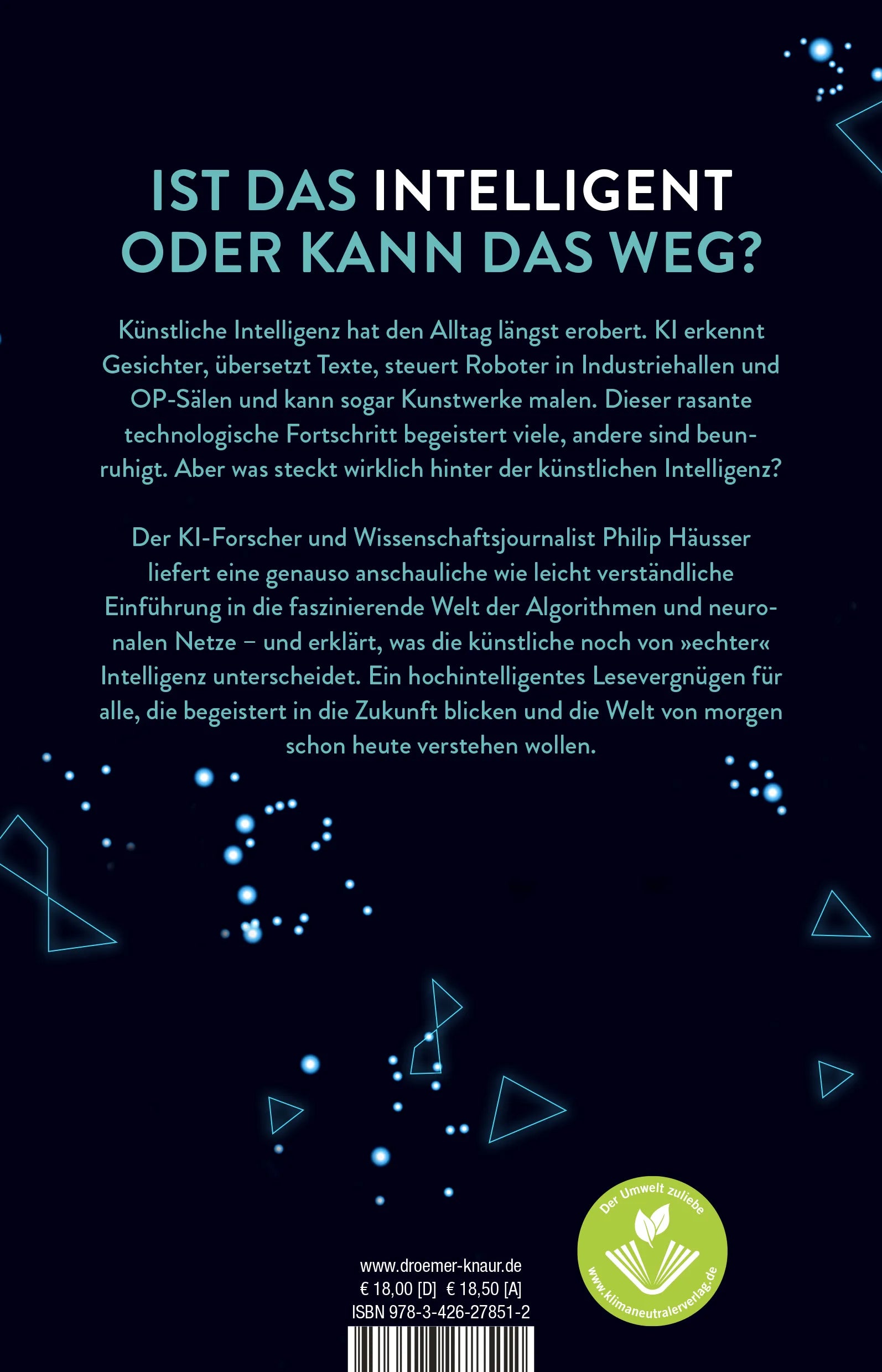 Buchrückseite von 'Natürlich alles künstlich' mit Klappentext - Paperback