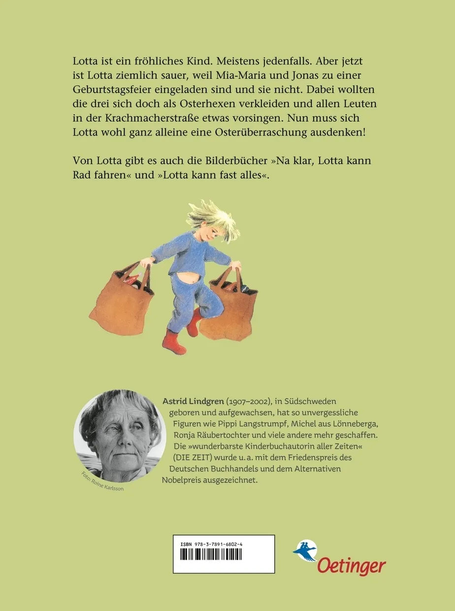 Buchrückseite von 'Natürlich ist Lotta ein fröhliches Kind' mit Klappentext - Gebundene Ausgabe