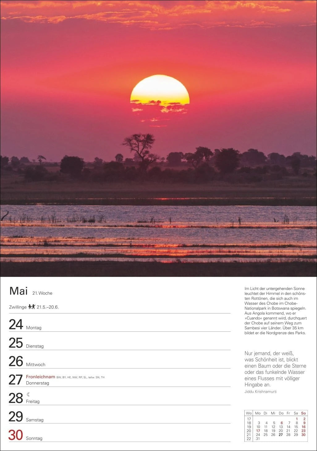 Naturschätze Afrikas Wochenplaner 2027 - Eine Reise in 53 Bildern – Ansicht