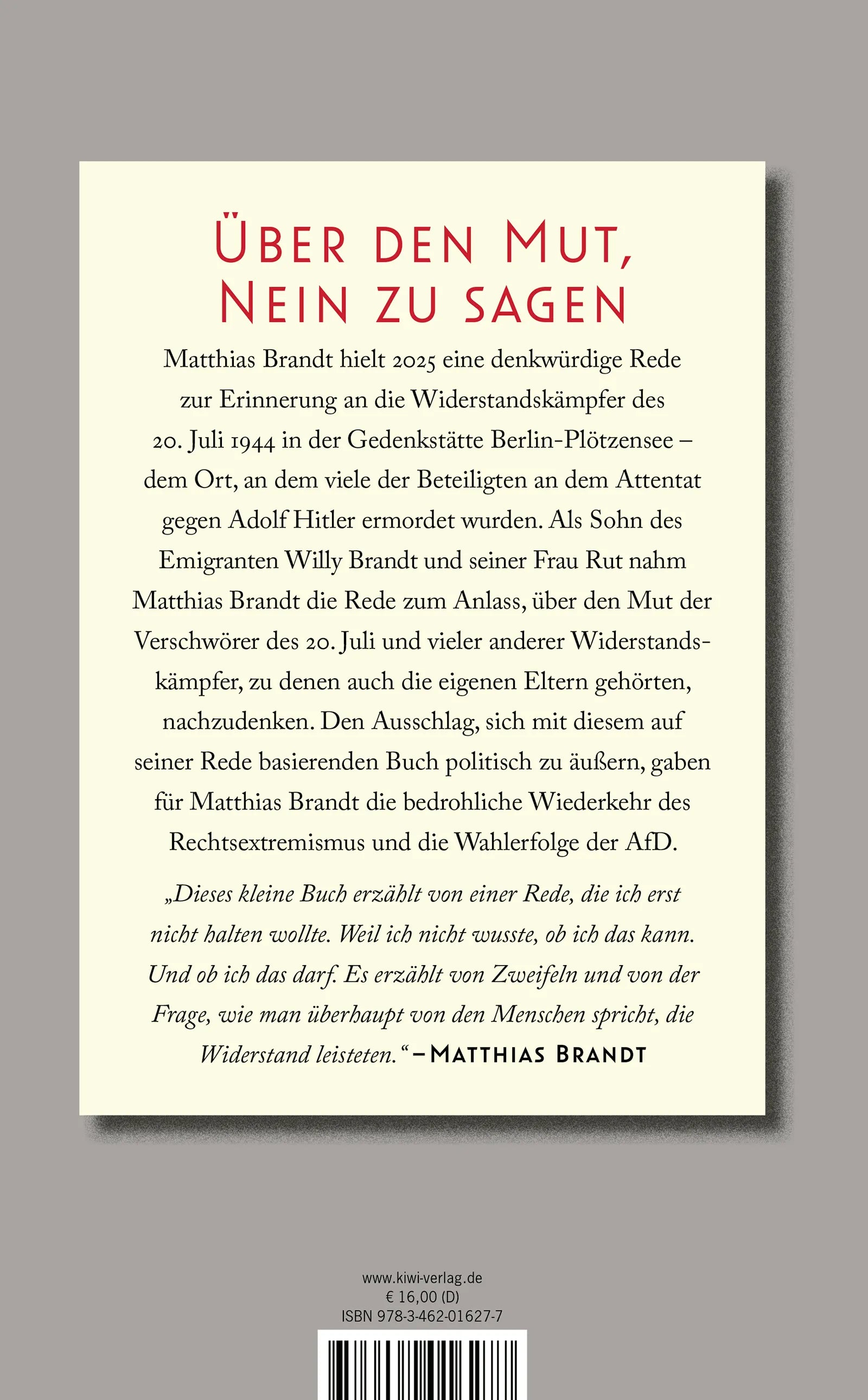 Buchrückseite von 'Nein sagen' mit Klappentext - Gebundene Ausgabe