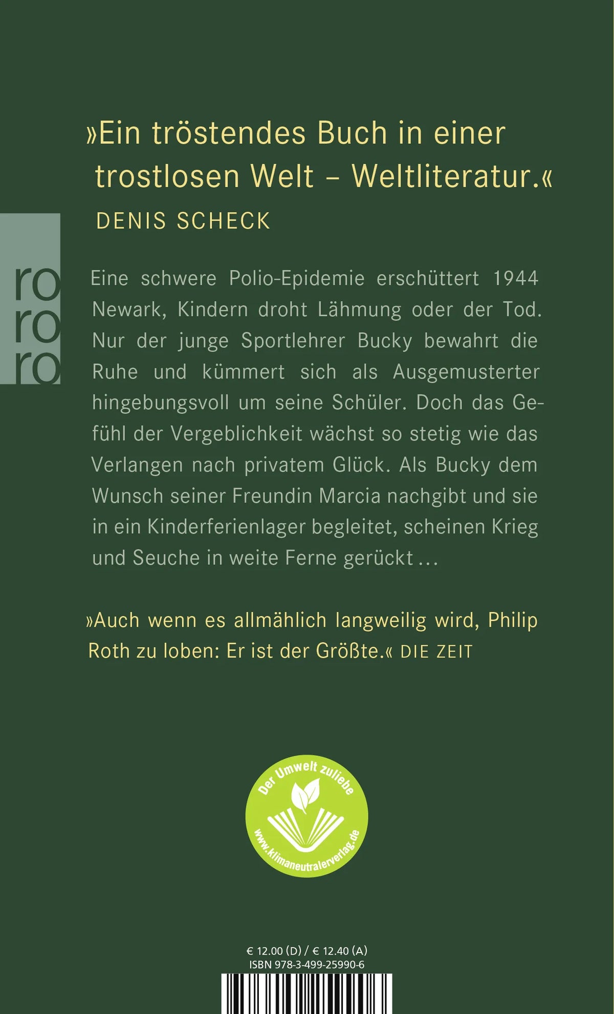 Buchrückseite von 'Nemesis' mit Klappentext - Taschenbuch