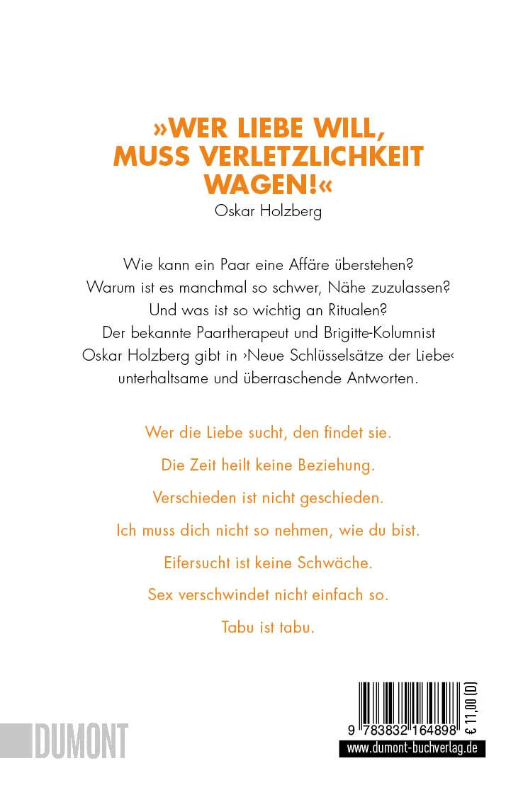 Buchrückseite von 'Neue Schlüsselsätze der Liebe' mit Klappentext - Taschenbuch