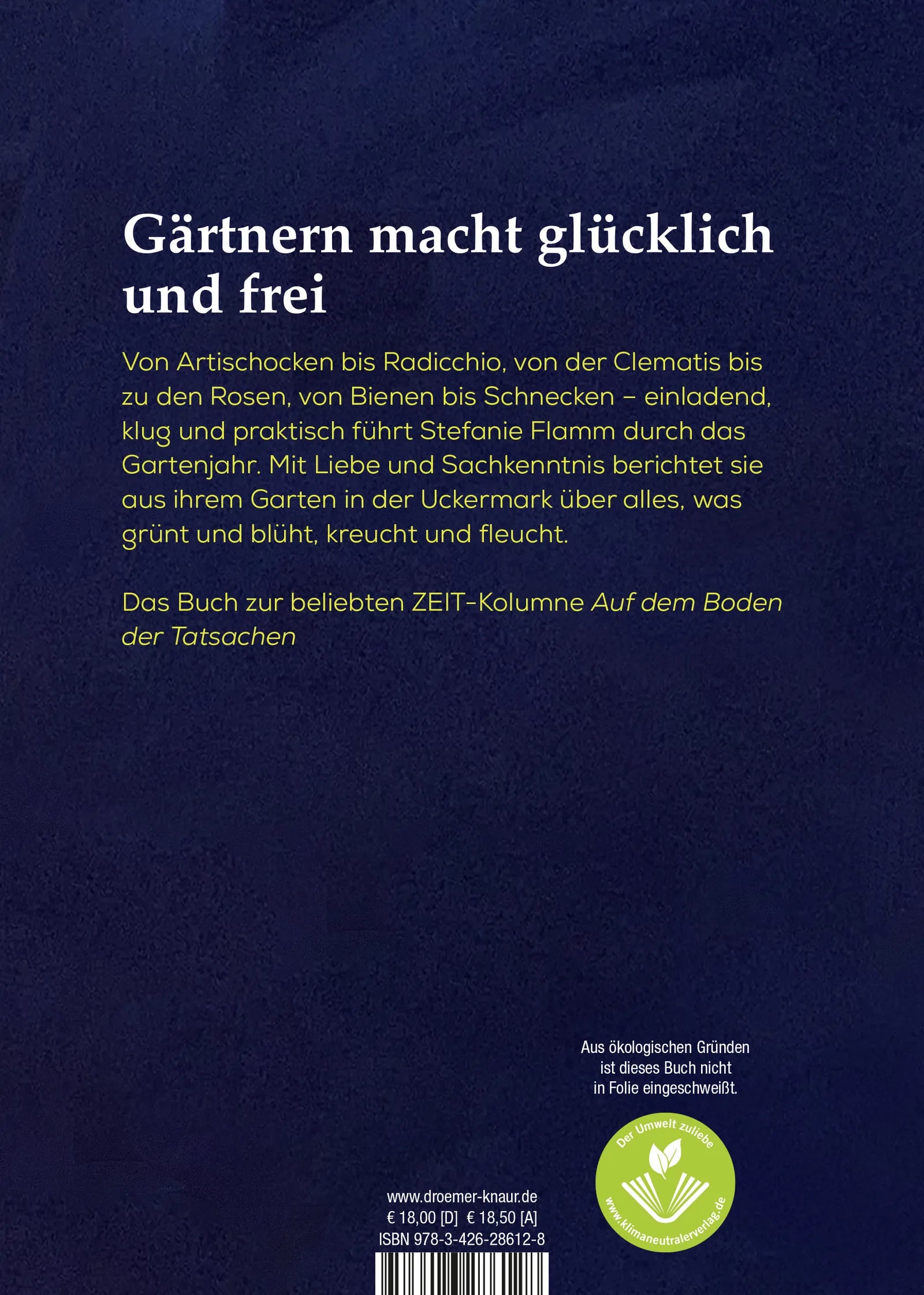 Buchrückseite von 'Neulich im Beet' mit Klappentext - Gebundene Ausgabe