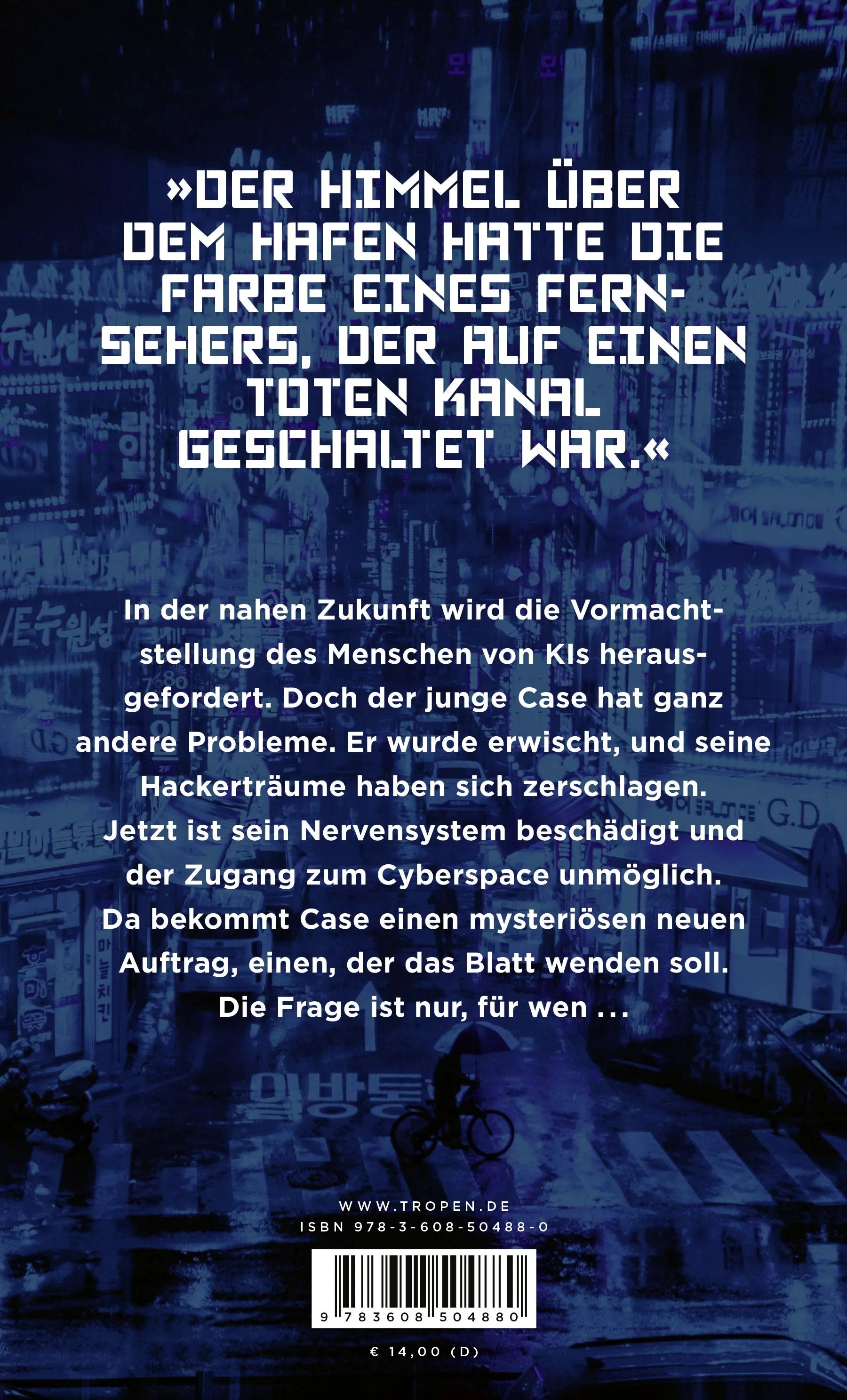 Buchrückseite von 'Neuromancer' mit Klappentext - Paperback