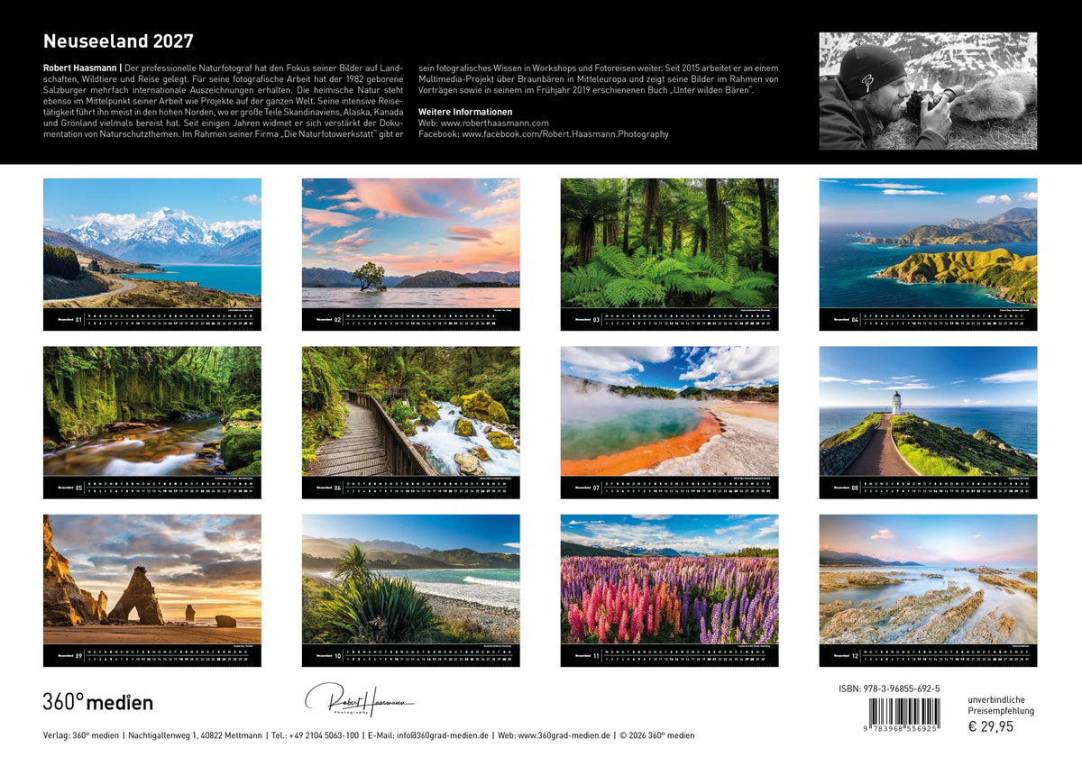 Neuseeland Premiumkalender 2027 – Ansicht