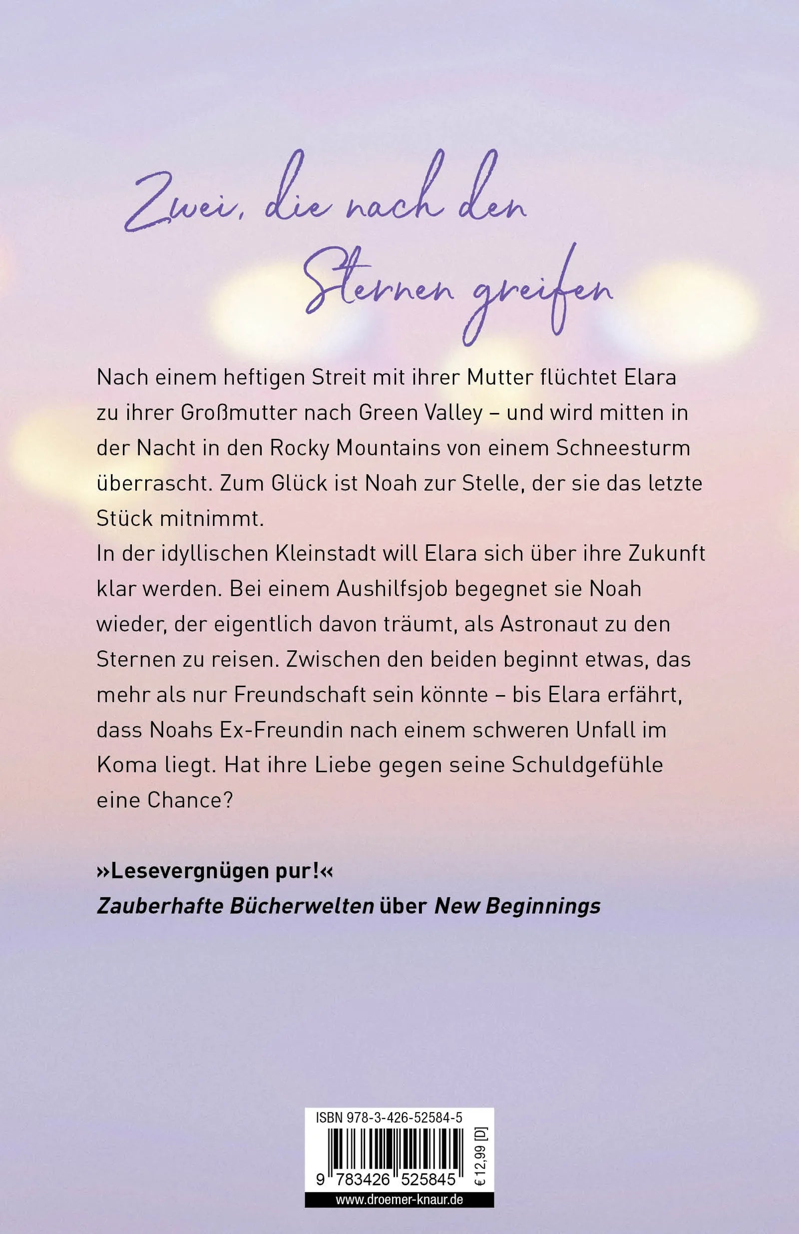 Buchrückseite von 'New Dreams' mit Klappentext - Paperback