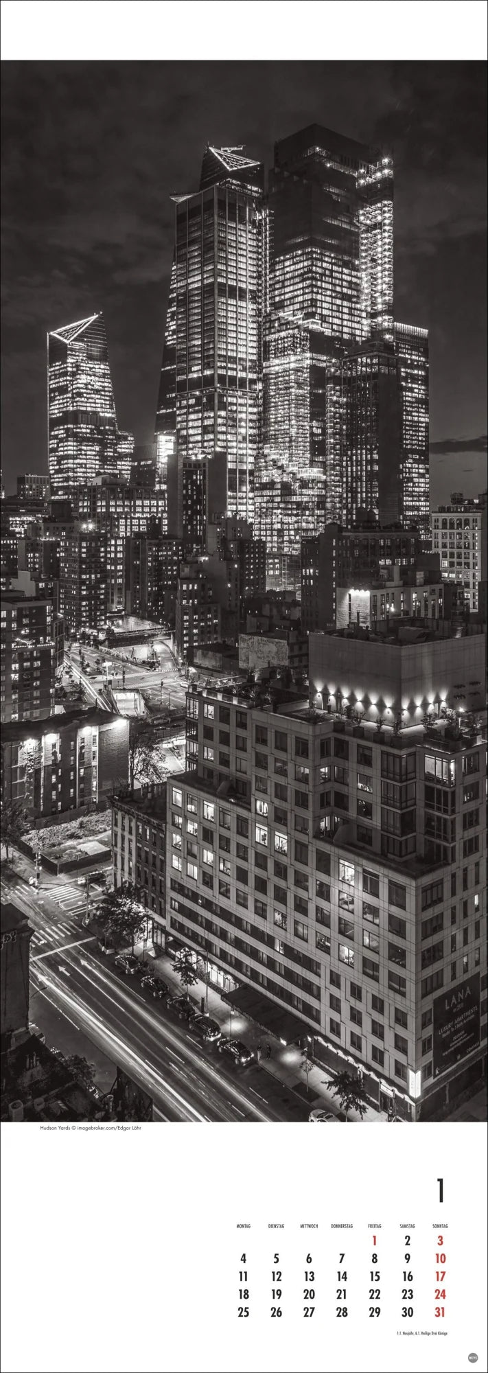 New York Vertical Kalender 2027 – Ansicht