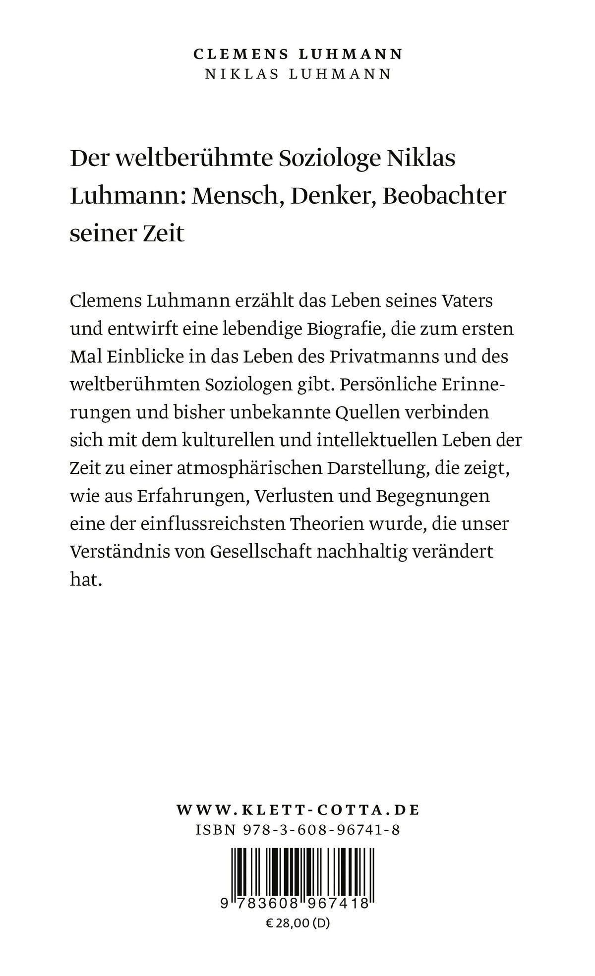 Rückseite: Niklas Luhmann (Hardcover)