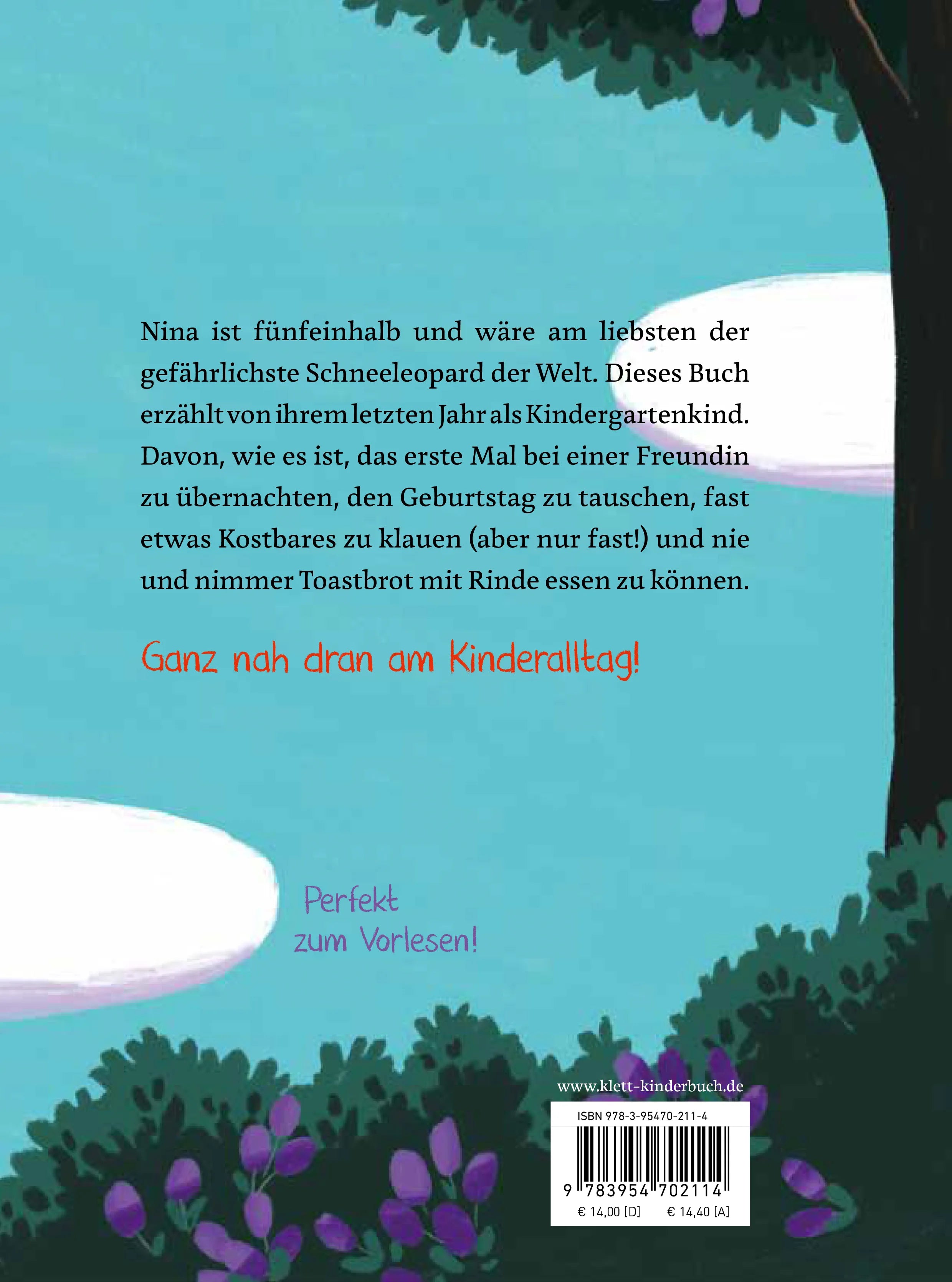 Buchrückseite von 'Nina - Ein grandioses letztes Jahr im Kindergarten' mit Klappentext - Gebundene Ausgabe