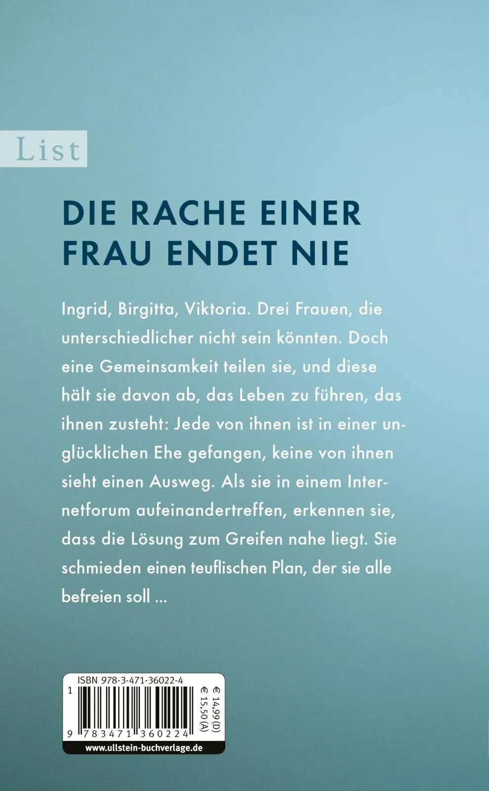 Buchrückseite von 'No Mercy. Rache ist weiblich' mit Klappentext - Gebundene Ausgabe