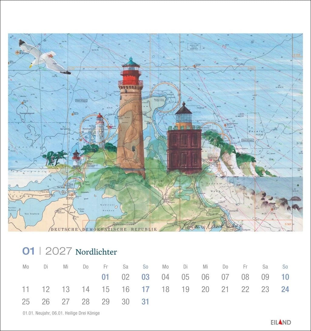 Nordlichter - See(h)karten Postkartenkalender 2027 – Ansicht