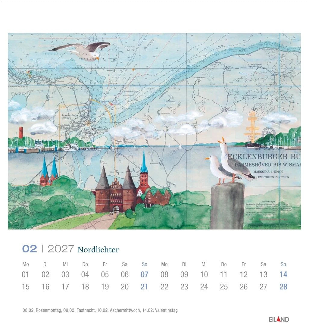 Nordlichter - See(h)karten Postkartenkalender 2027 – Ansicht