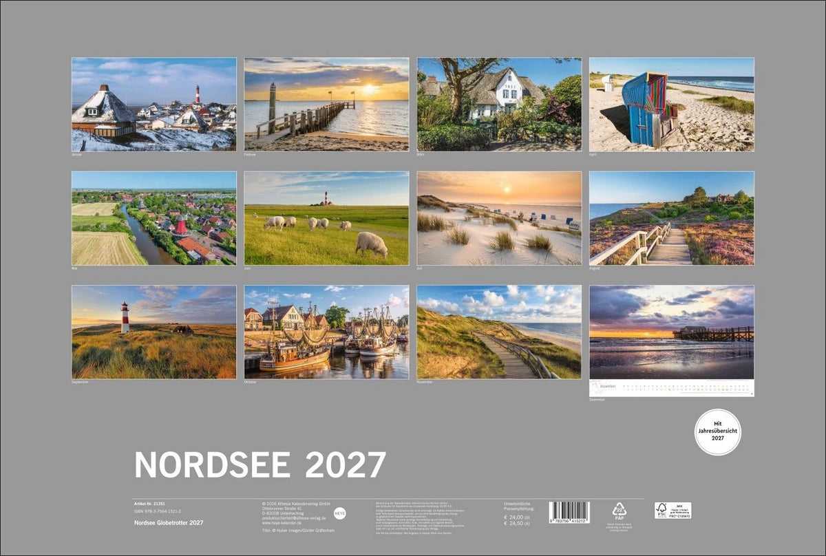 Nordsee Globetrotter Kalender 2027 - Von frischem Wind und weiten Stränden – Ansicht
