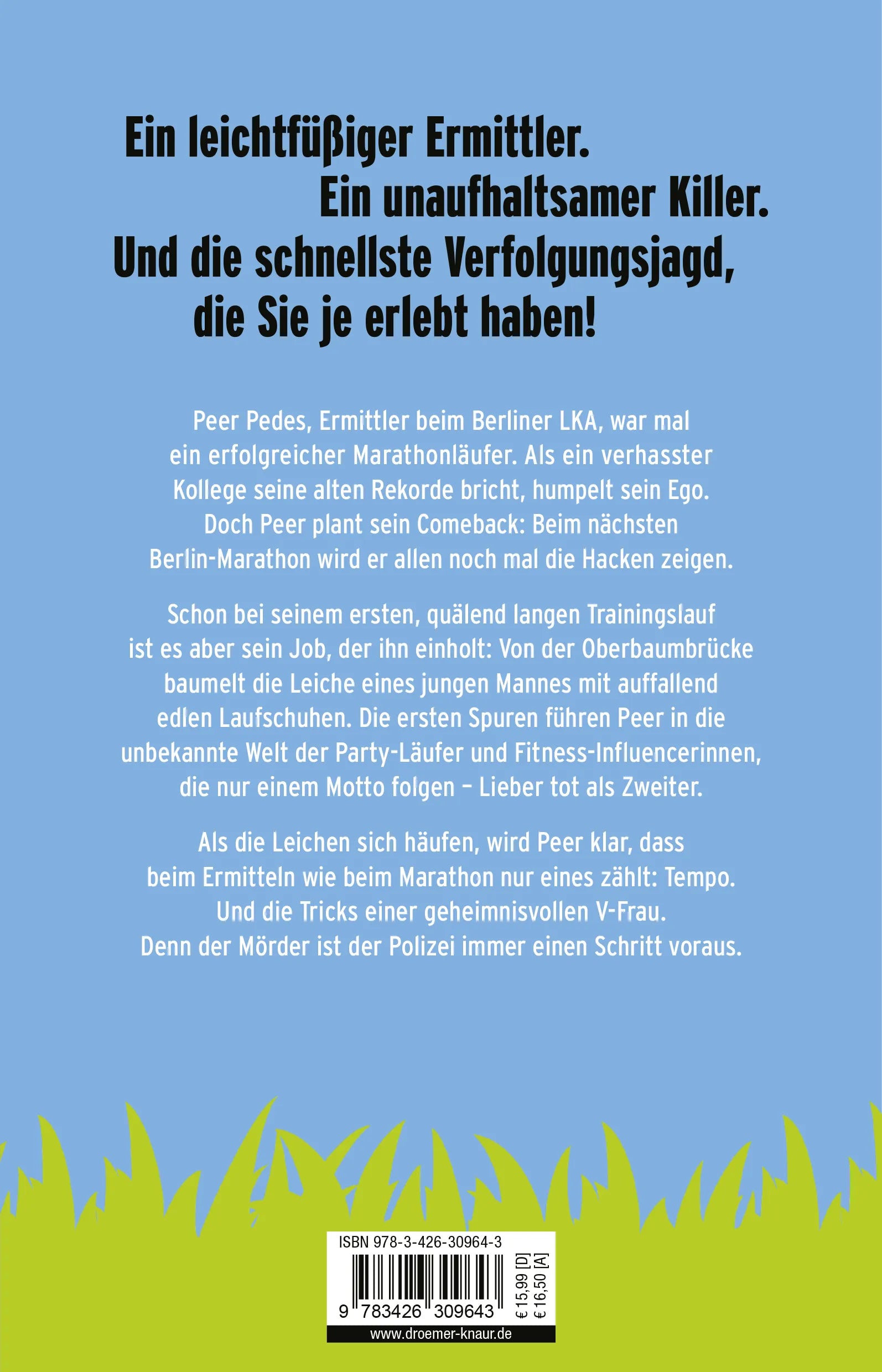 Buchrückseite von 'Nur der Tod ist schneller' mit Klappentext - Paperback