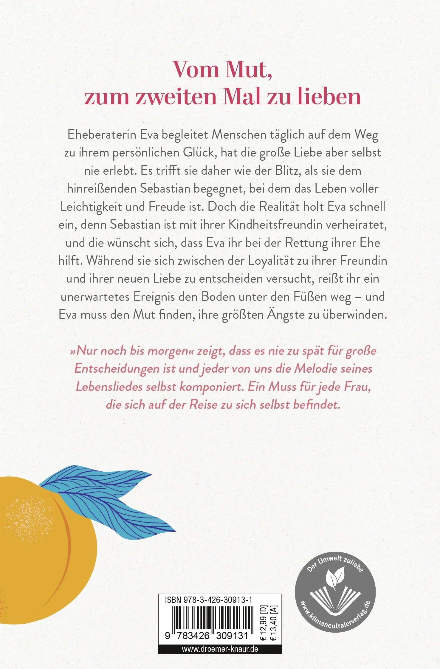 Buchrückseite von 'Nur noch bis morgen' mit Klappentext - Taschenbuch