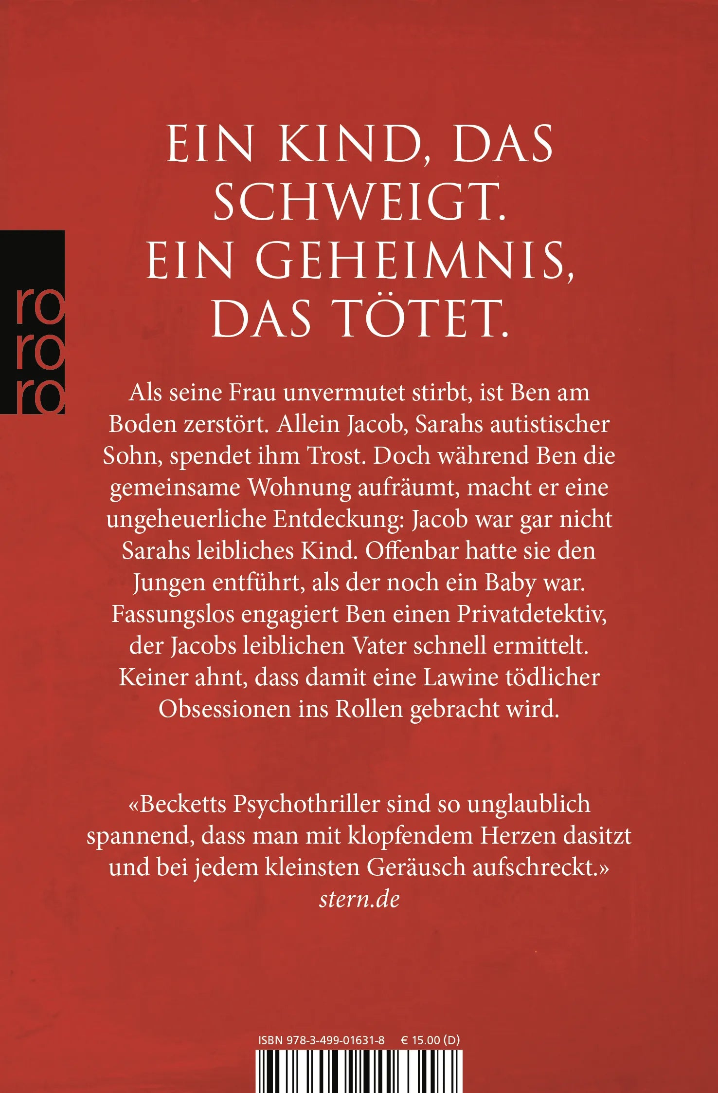 Buchrückseite von 'Obsession' mit Klappentext - Taschenbuch