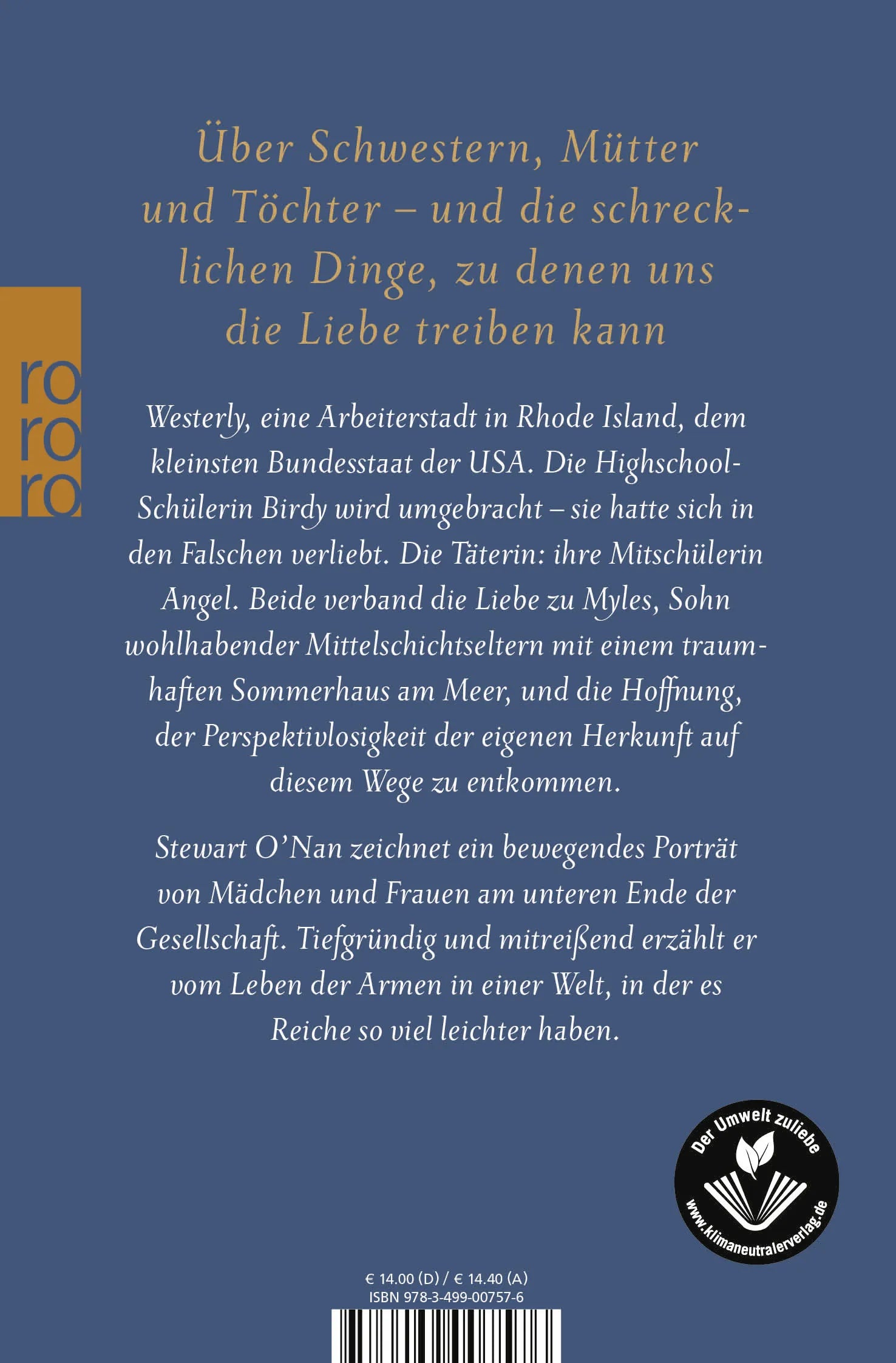 Buchrückseite von 'Ocean State' mit Klappentext - Taschenbuch