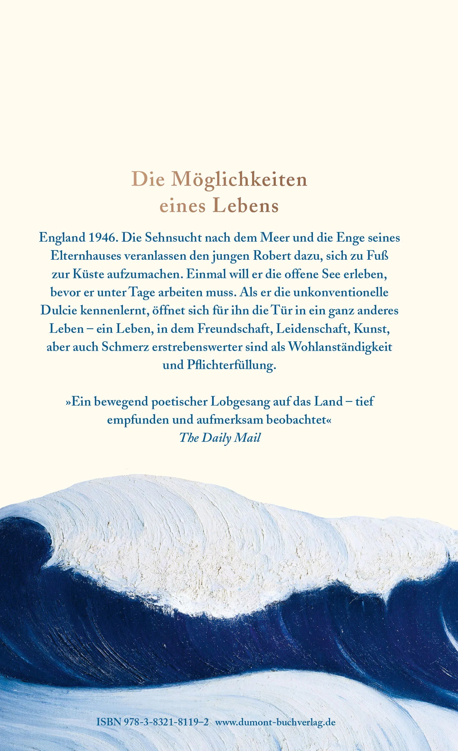 Buchrückseite von 'Offene See' mit Klappentext - Gebundene Ausgabe