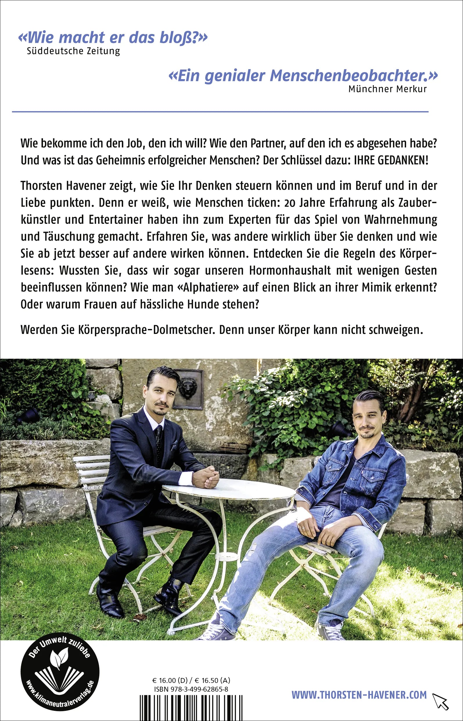 Buchrückseite von 'Ohne Worte' mit Klappentext - Paperback