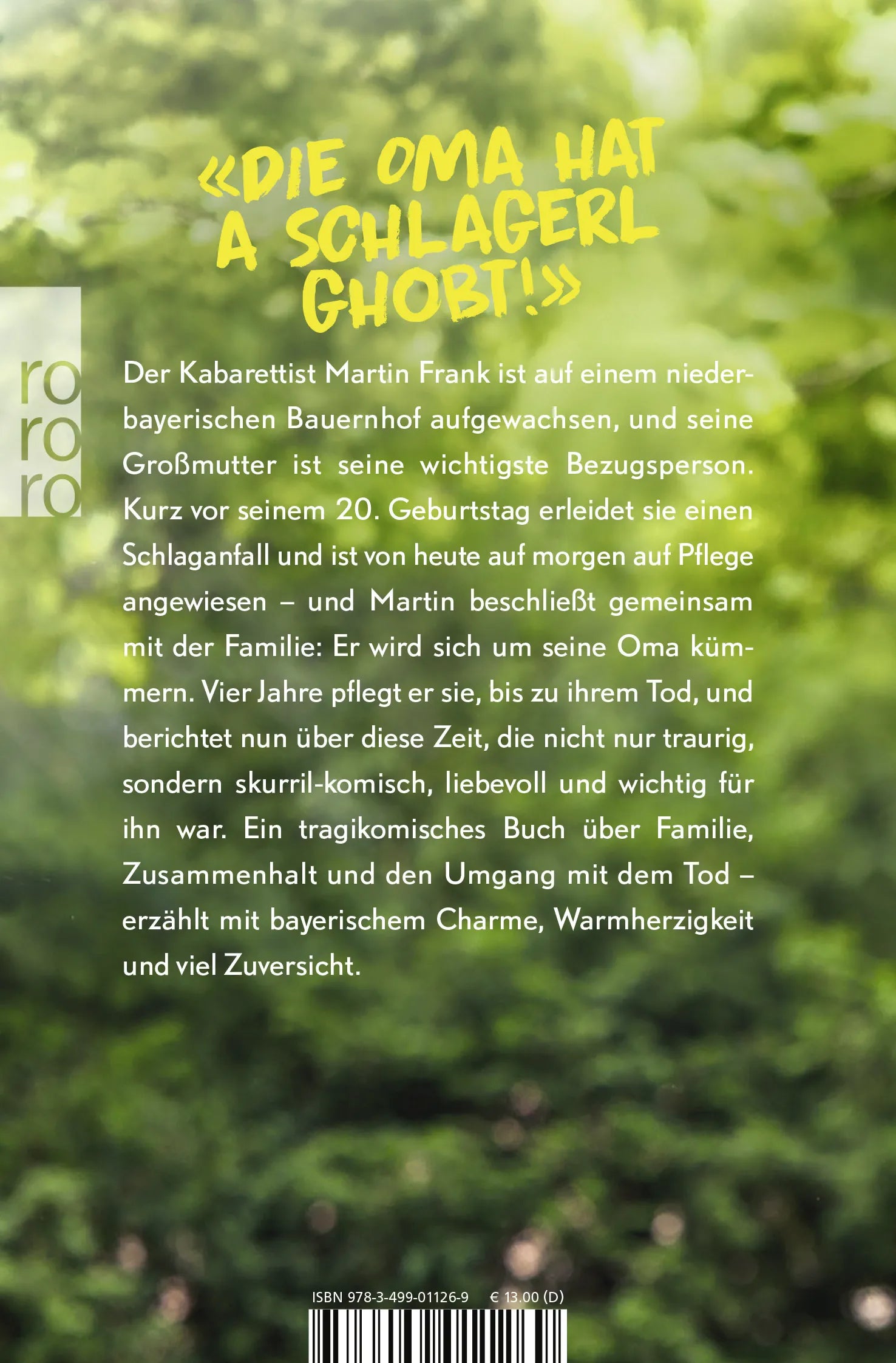Buchrückseite von 'Oma, ich fahr schon mal den Rollstuhl vor!' mit Klappentext - Taschenbuch