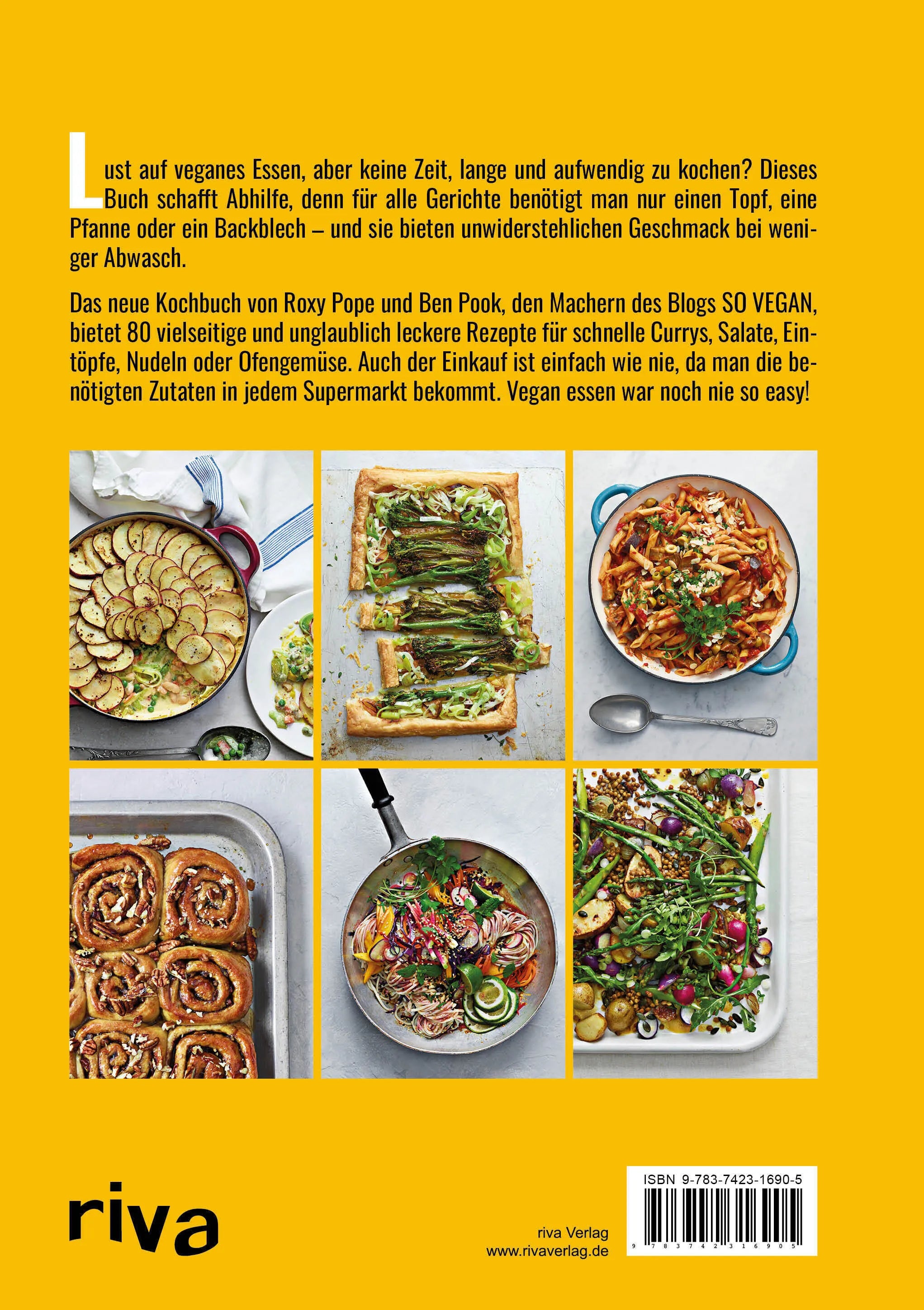 Buchrückseite von 'One Pot vegan' mit Klappentext - Gebundene Ausgabe