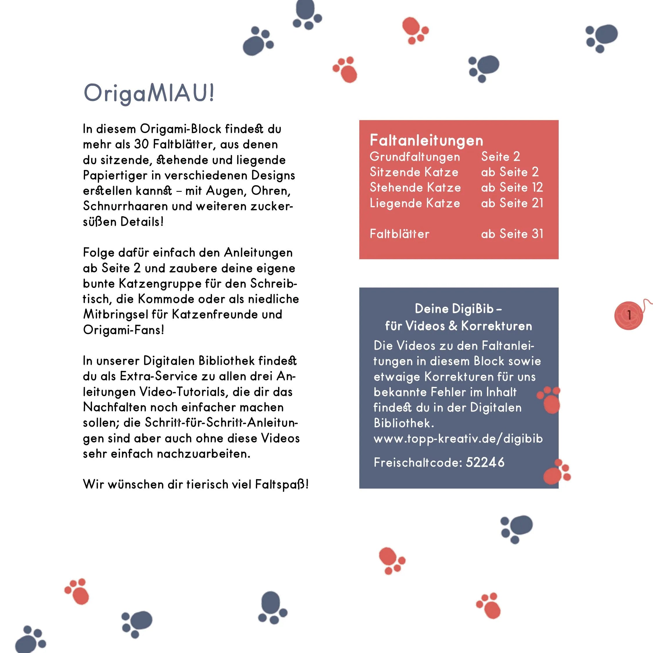 Detailansicht: OrigaMIAU. Niedliche Papiertiger zum Falten. Origamiblock mit Anleitungen. (Taschenbuch)