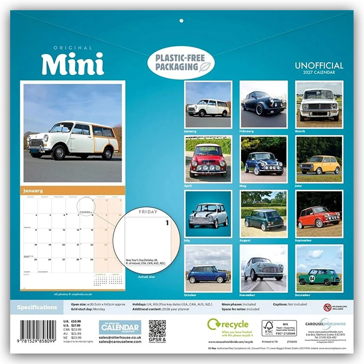Original Mini – Autos 2027 – Wand-Kalender – Ansicht