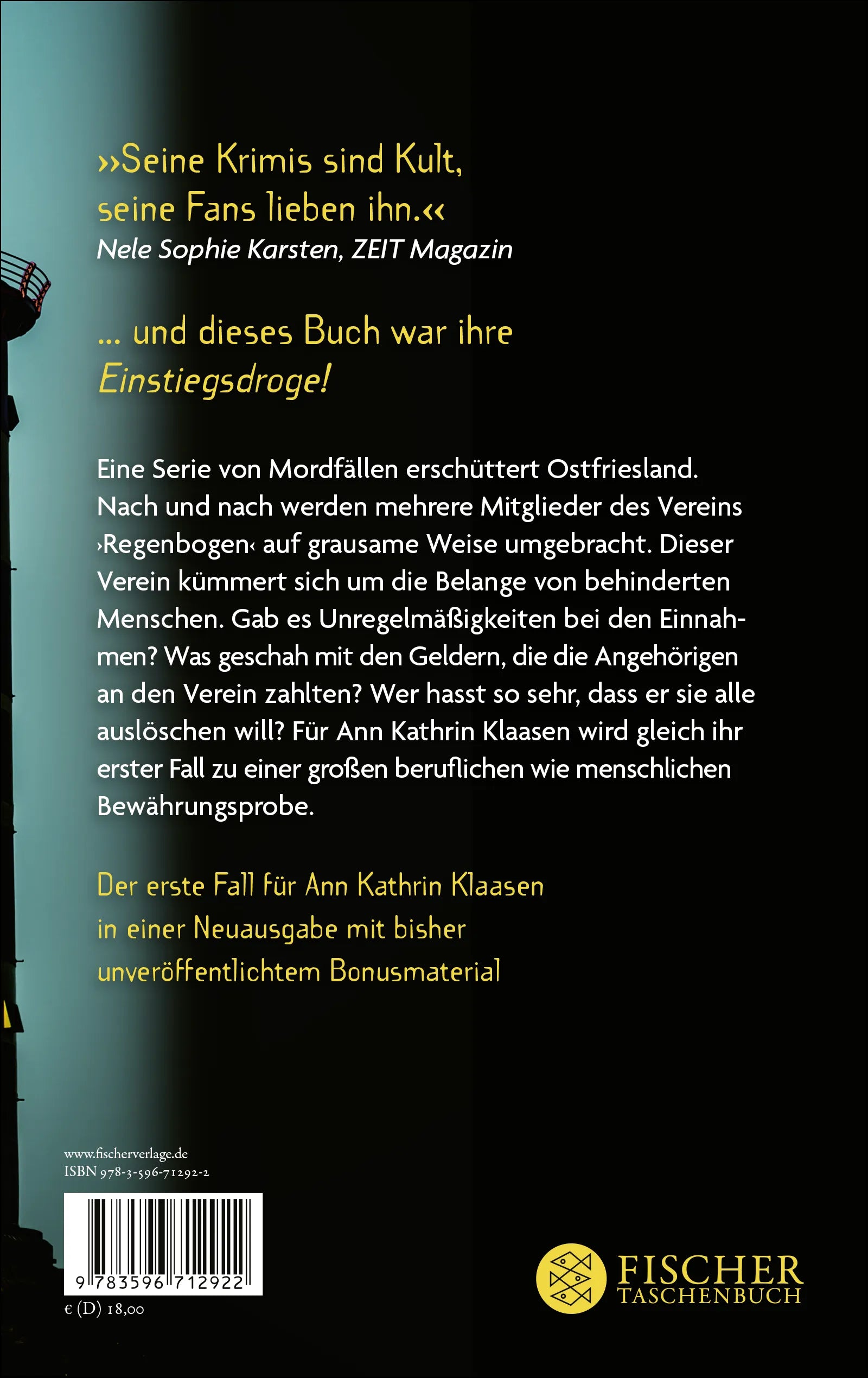 Buchrückseite von 'OstfriesenKiller' mit Klappentext - Paperback