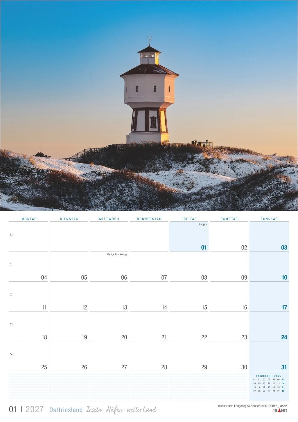Ostfriesland Kalender 2027 - Inseln · Häfen · weites Land – Ansicht