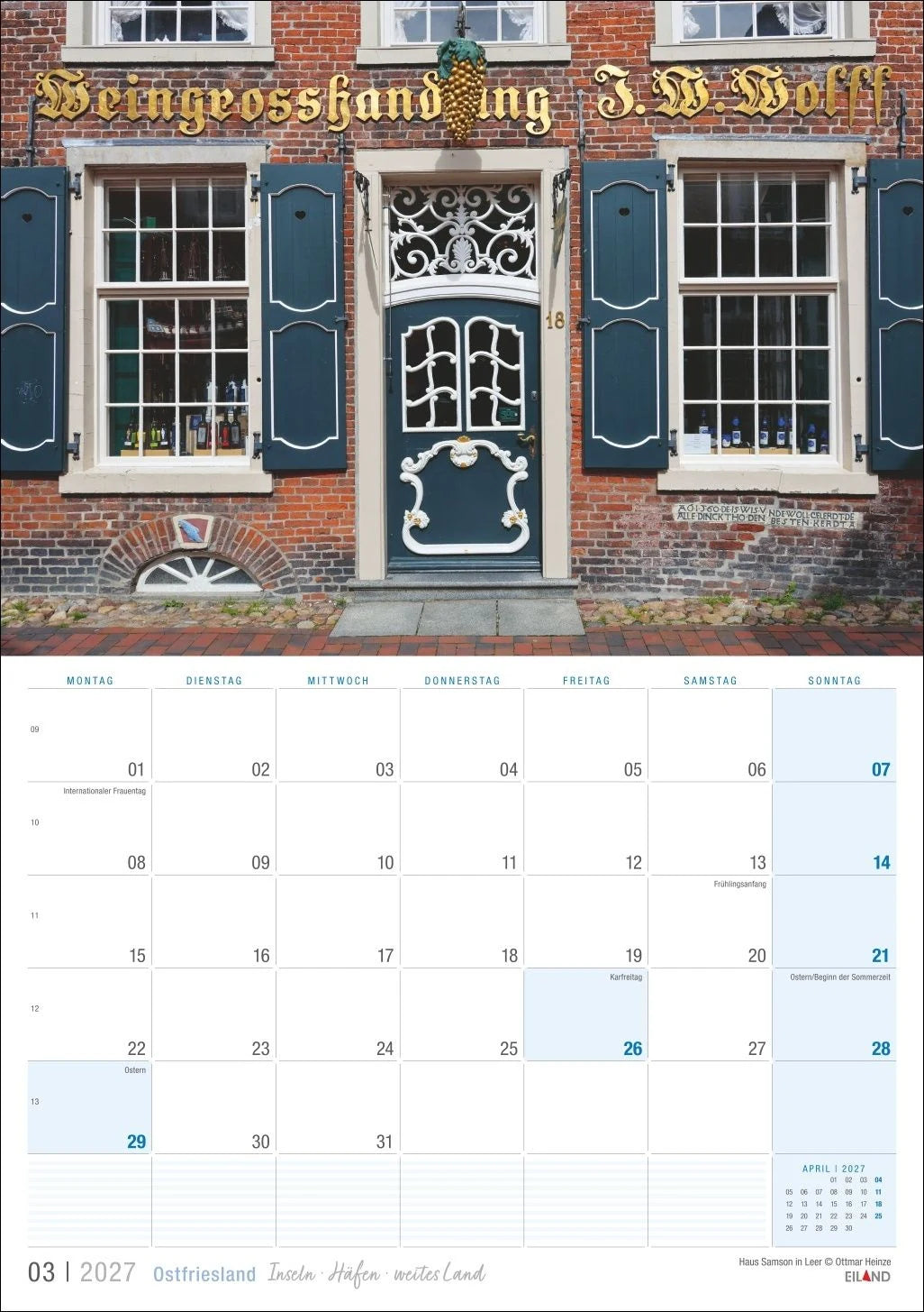 Ostfriesland Kalender 2027 - Inseln · Häfen · weites Land – Ansicht