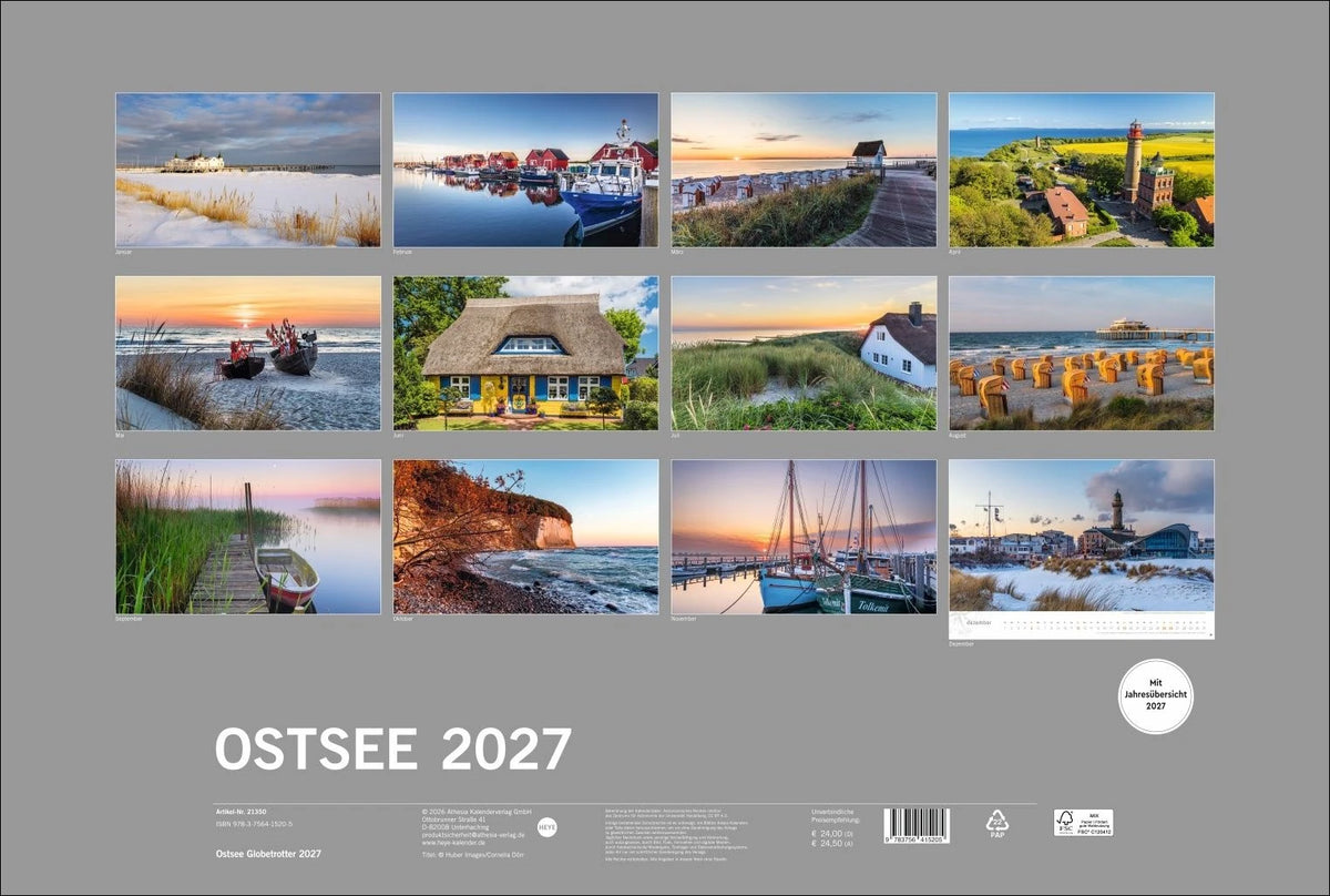 Ostsee Globetrotter Kalender 2027 - Von behaglichen Strandkörben und rauen Küsten – Ansicht
