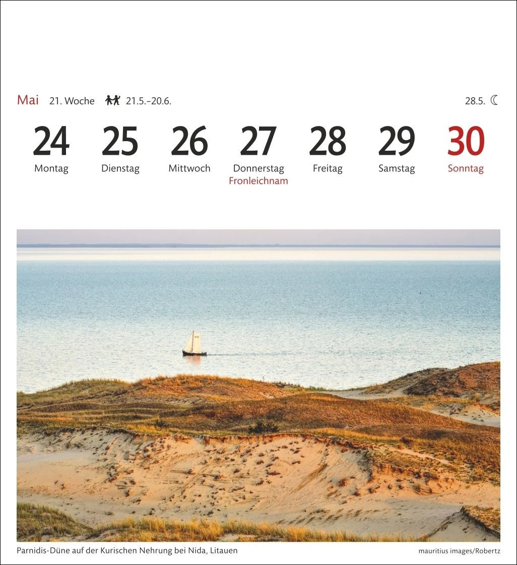 Ostseeküste Sehnsuchtskalender 2027 - Wochenkalender mit 53 Postkarten – Ansicht