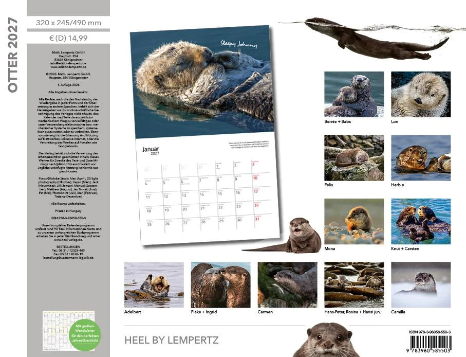 Otter Kalender 2027 Wandkalender Eintragkalender – Ansicht