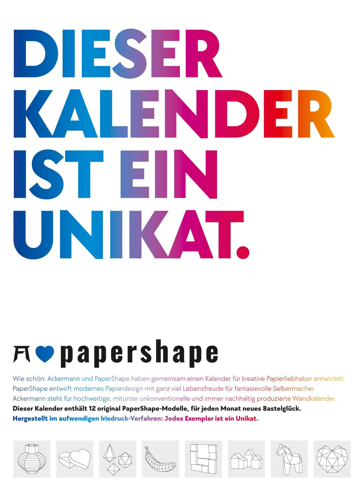 Wandkalender: PaperShape - Dieser Kalender ist ein Unikat