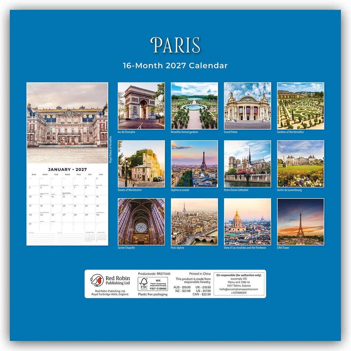 Paris 2027 – 16-Monatskalender – Ansicht