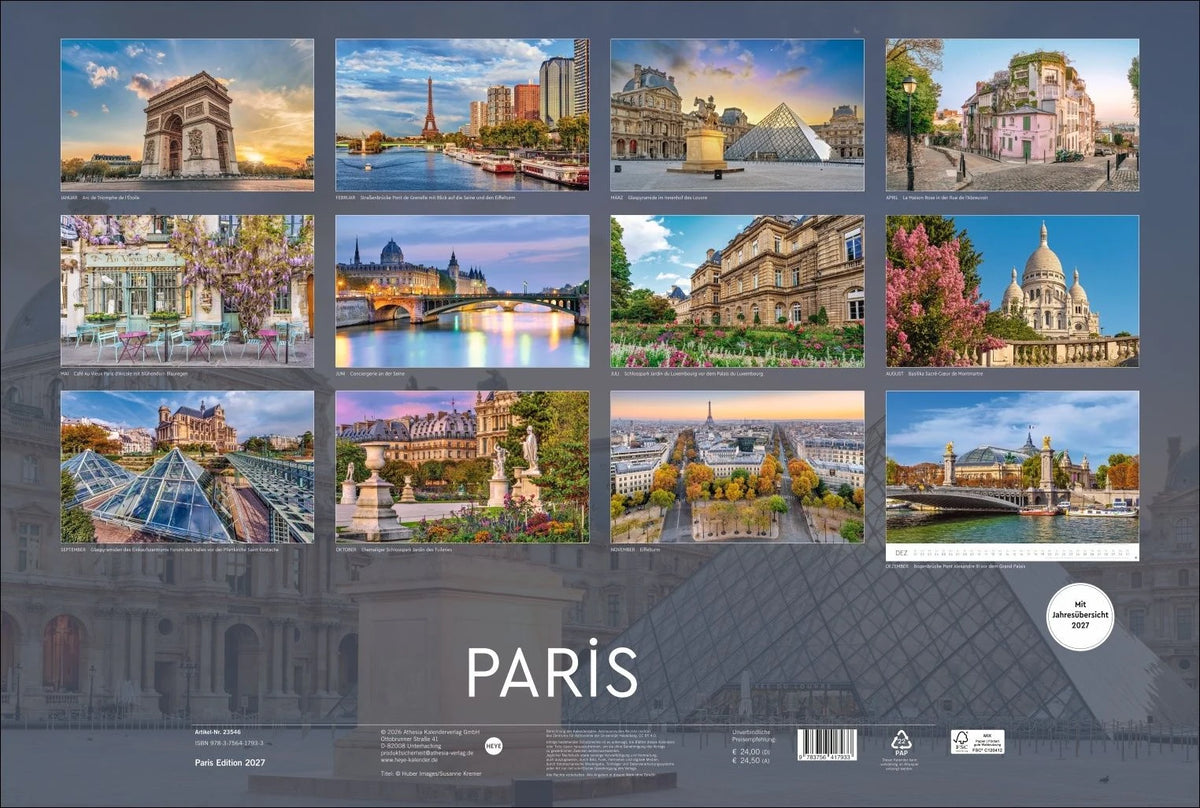 Paris Edition Kalender 2027 – Ansicht