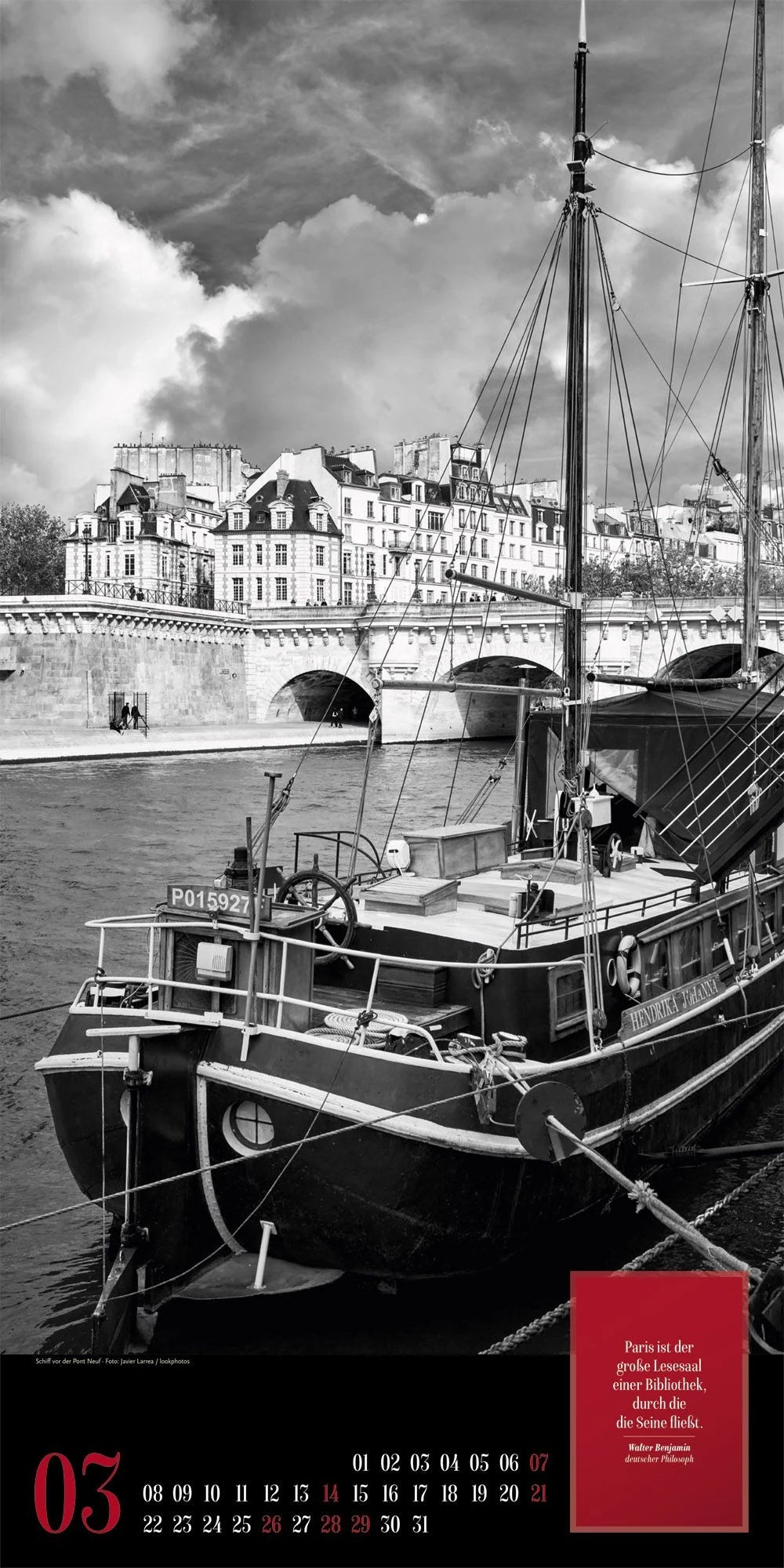 Paris, je t’aime Literatur-Kalender 2027 – Ansicht