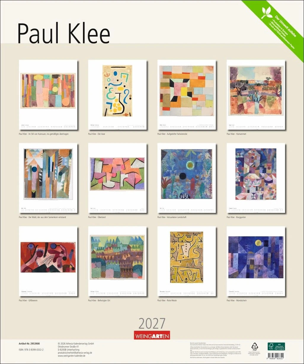 Paul Klee Kalender 2027 – Ansicht