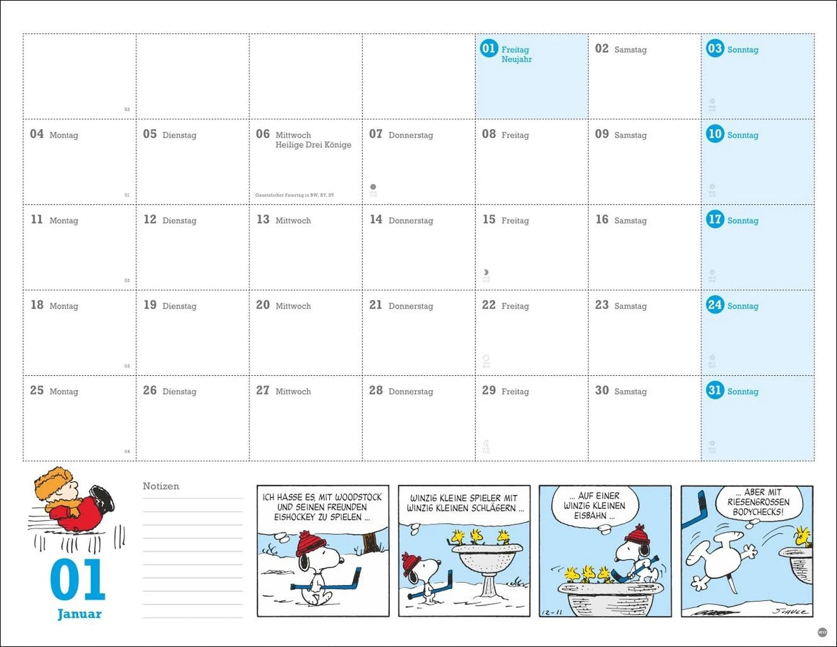 Peanuts Monatsplaner 2027 – Ansicht