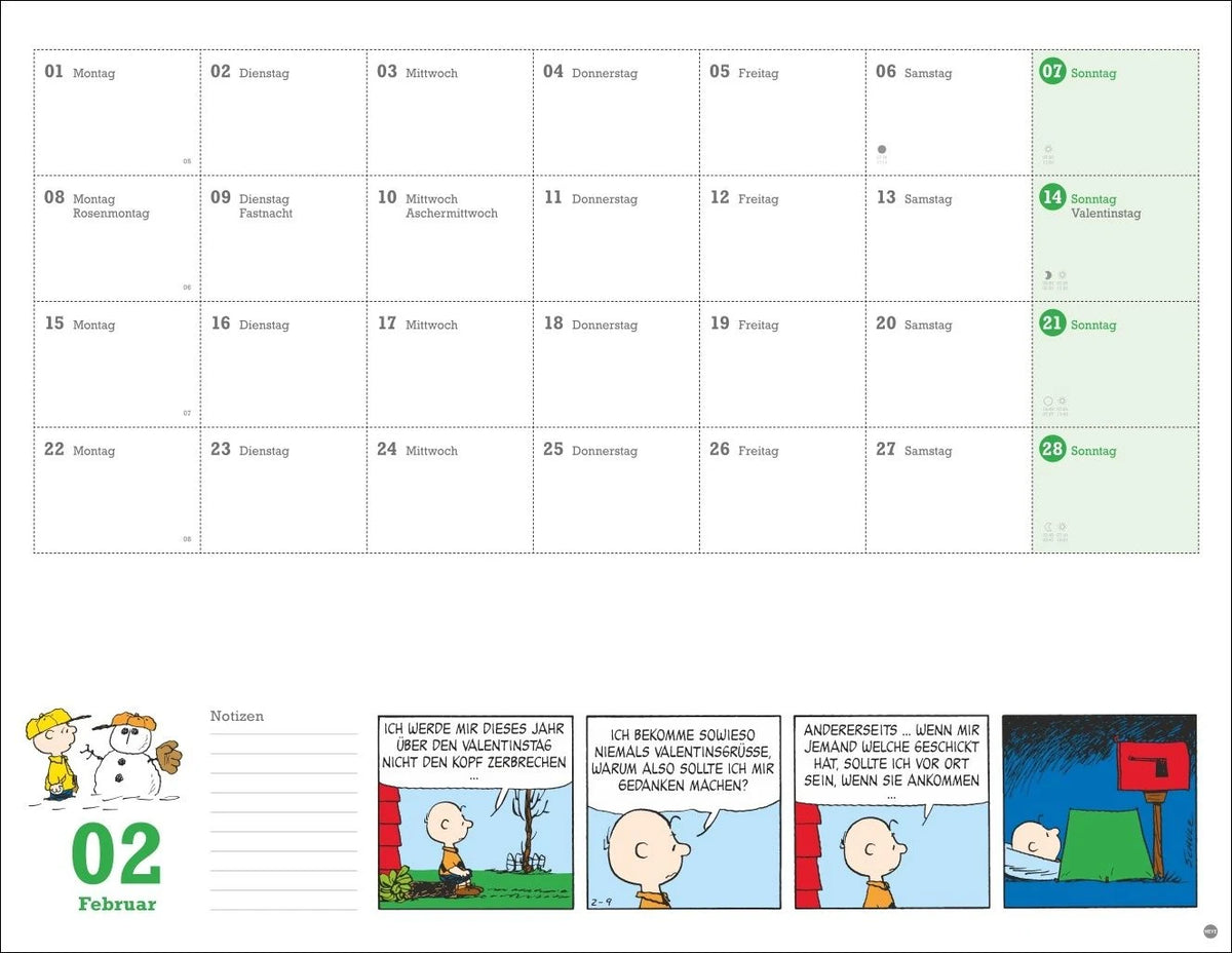 Peanuts Monatsplaner 2027 – Ansicht