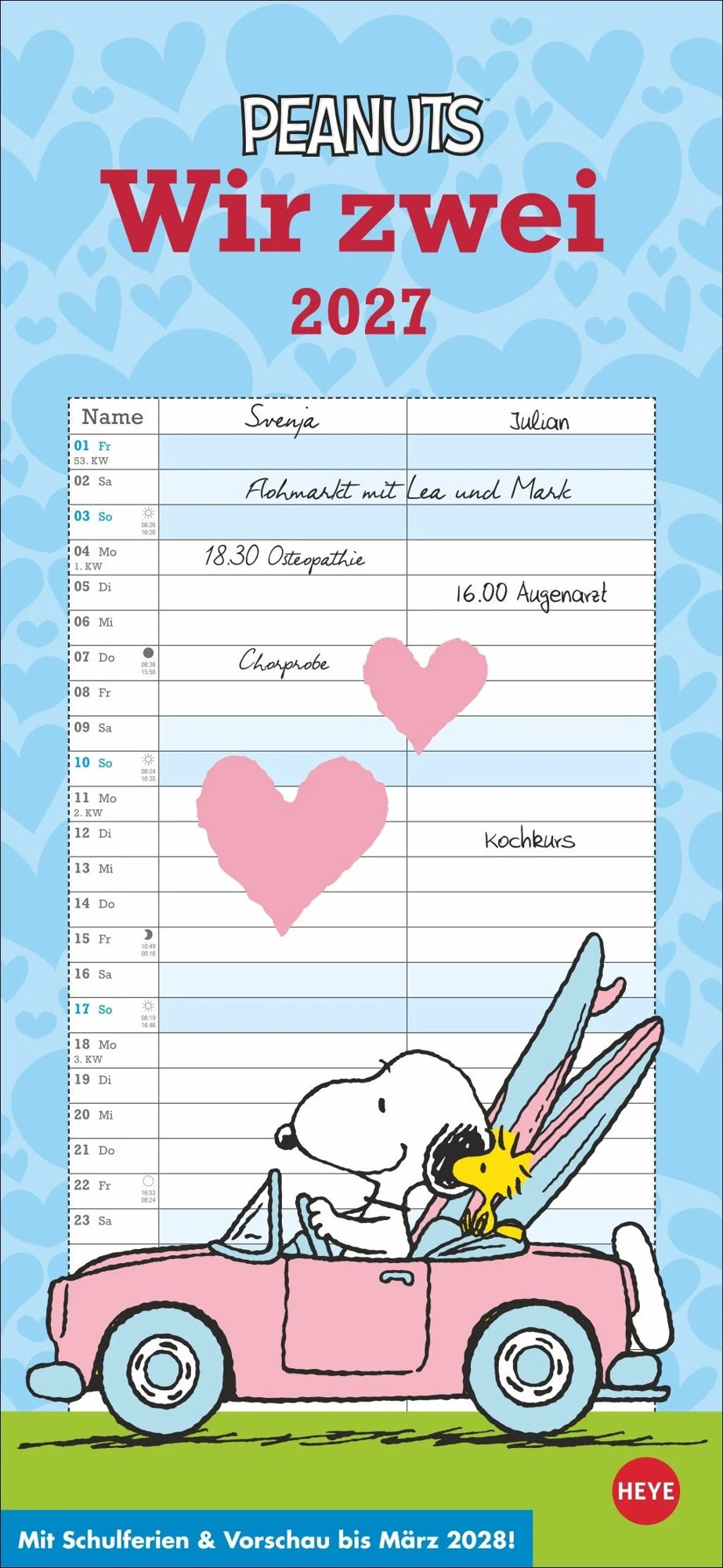 Wandkalender: Peanuts Planer Wir zwei 2027
