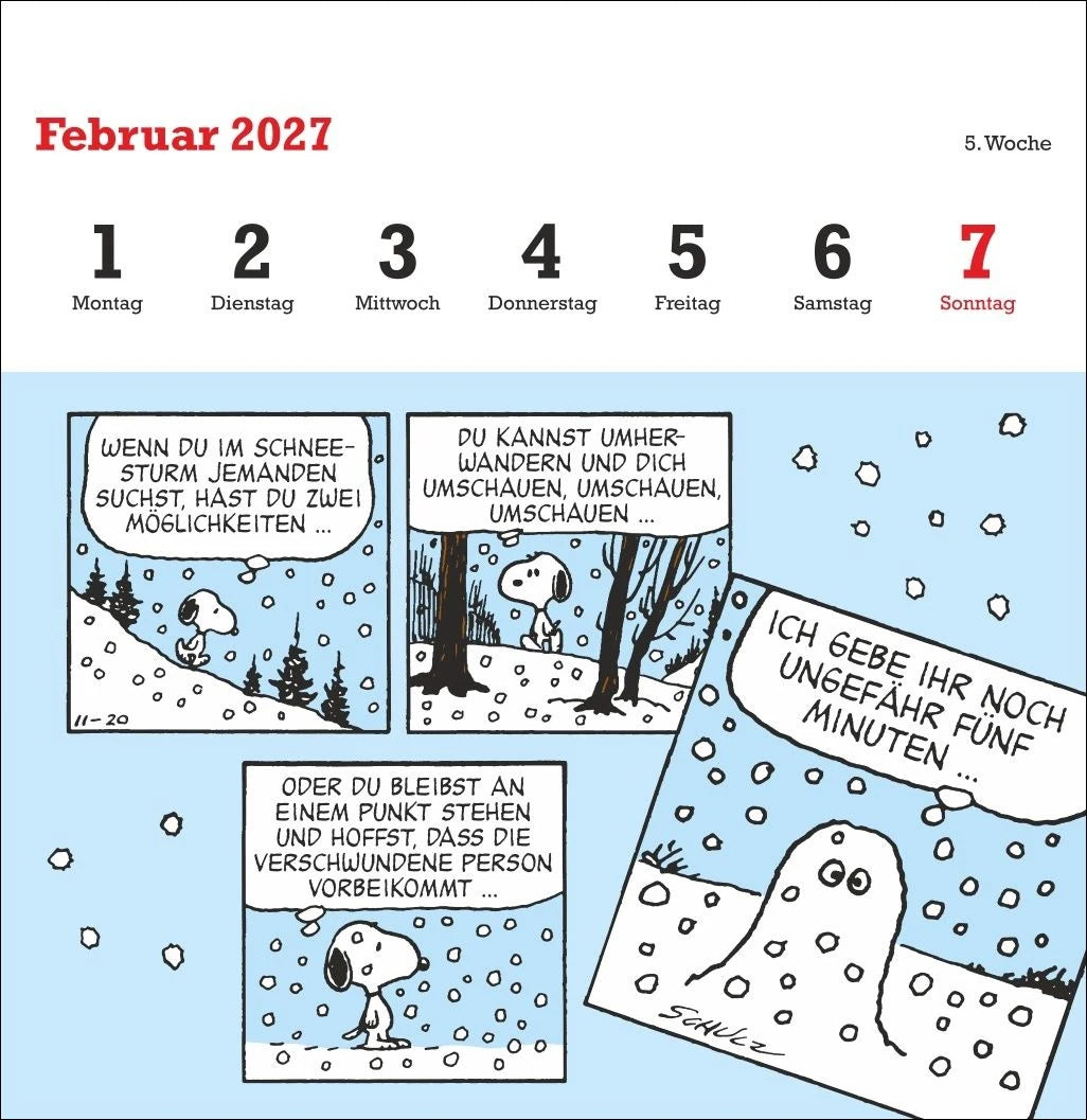Peanuts Premium-Postkartenkalender 2027 – Ansicht