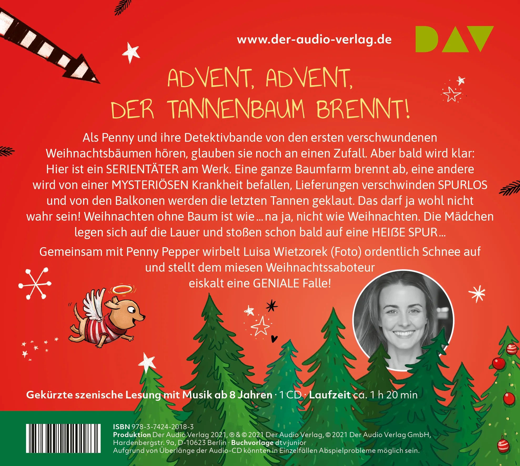 Buchrückseite von 'Penny Pepper – Teil 4: Tatort Winterwald' mit Klappentext - Hörbuch (CD)