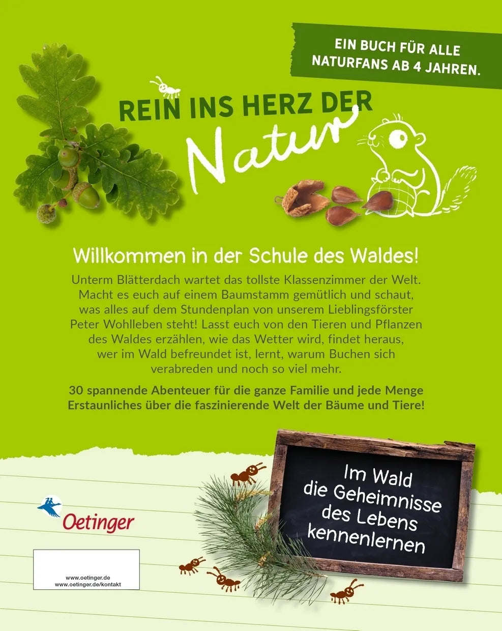 Buchrückseite von 'Peter Wohllebens Schule des Waldes' mit Klappentext - Gebundene Ausgabe