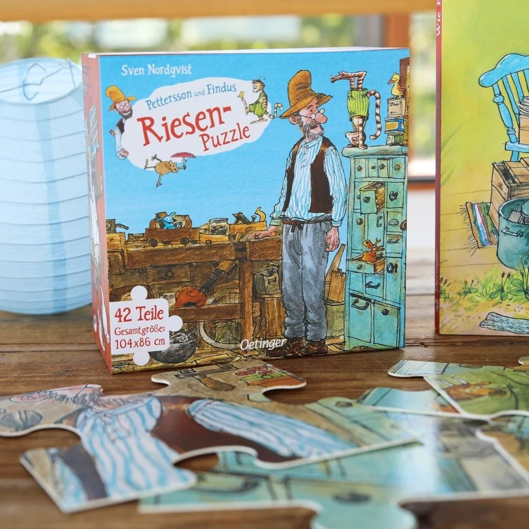 Pettersson und Findus. Riesen-Puzzle. Petterssons Tischlerschuppen. 42 Teile, Gesamtgröße 104 x 86 cm – Ansicht