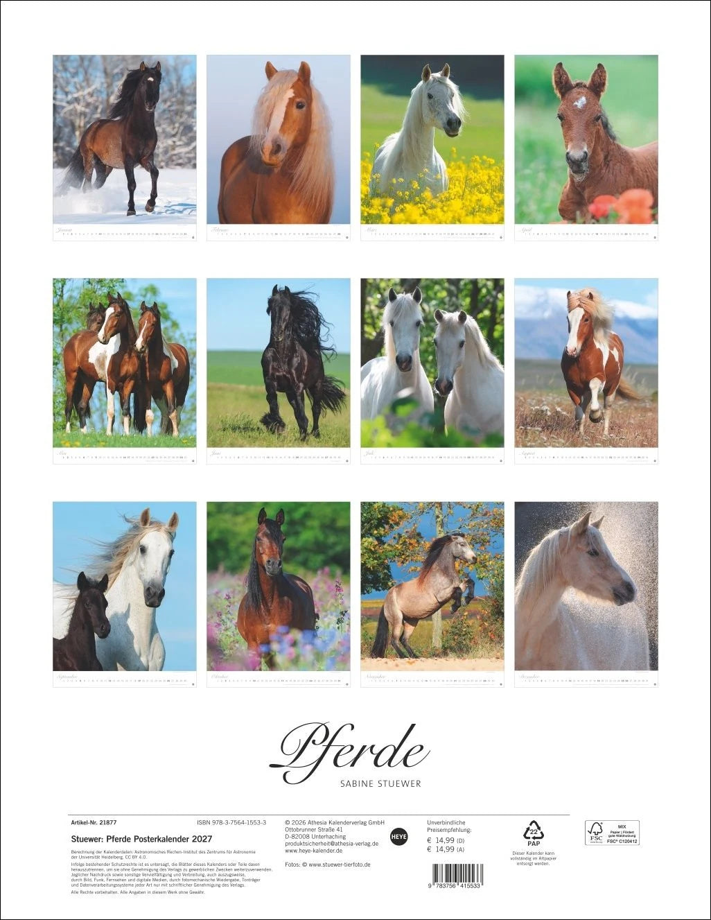 Pferde Classics Posterkalender 2027 – Ansicht