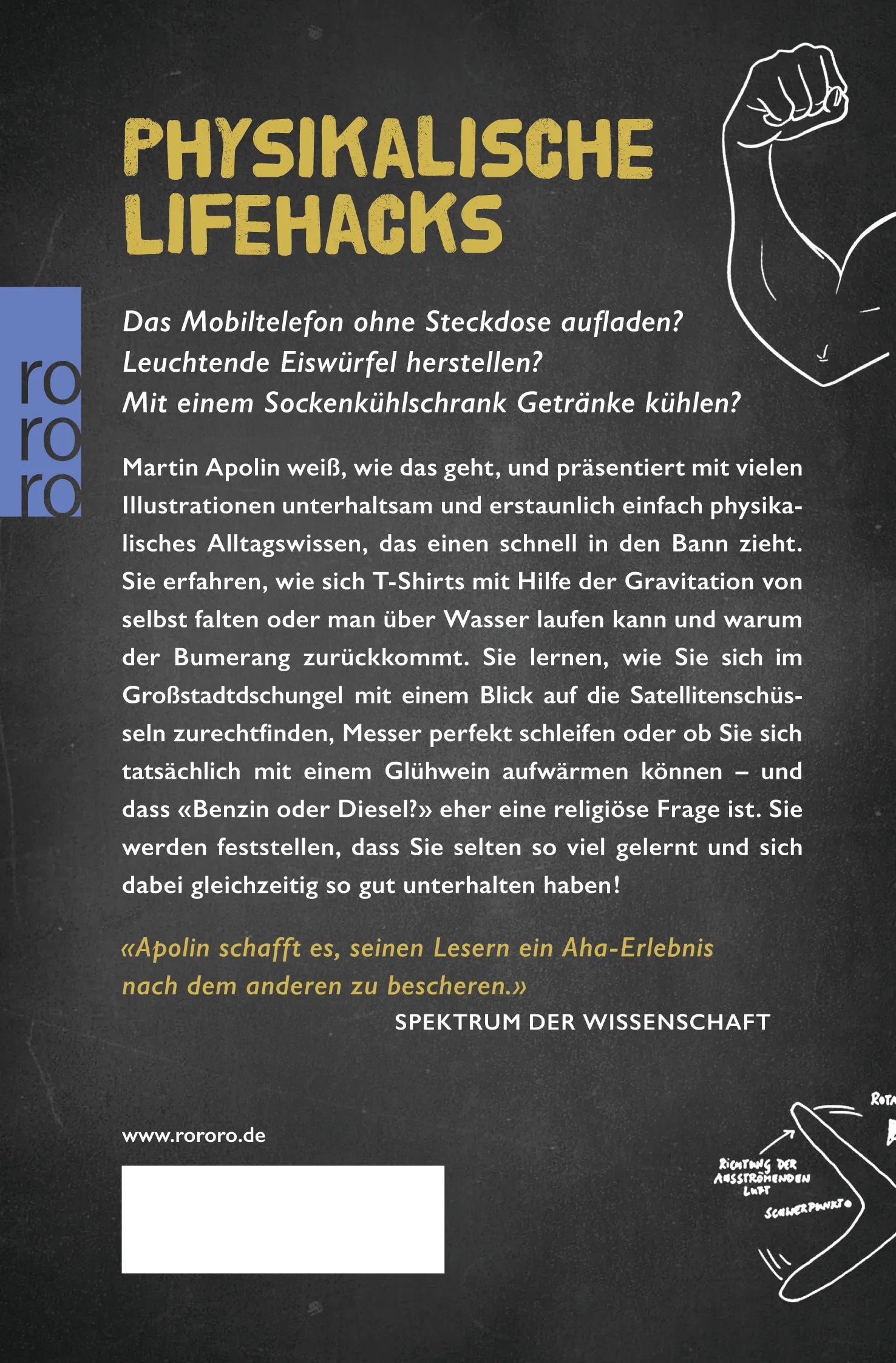 Buchrückseite von 'Physik für echte Männer' mit Klappentext - Taschenbuch