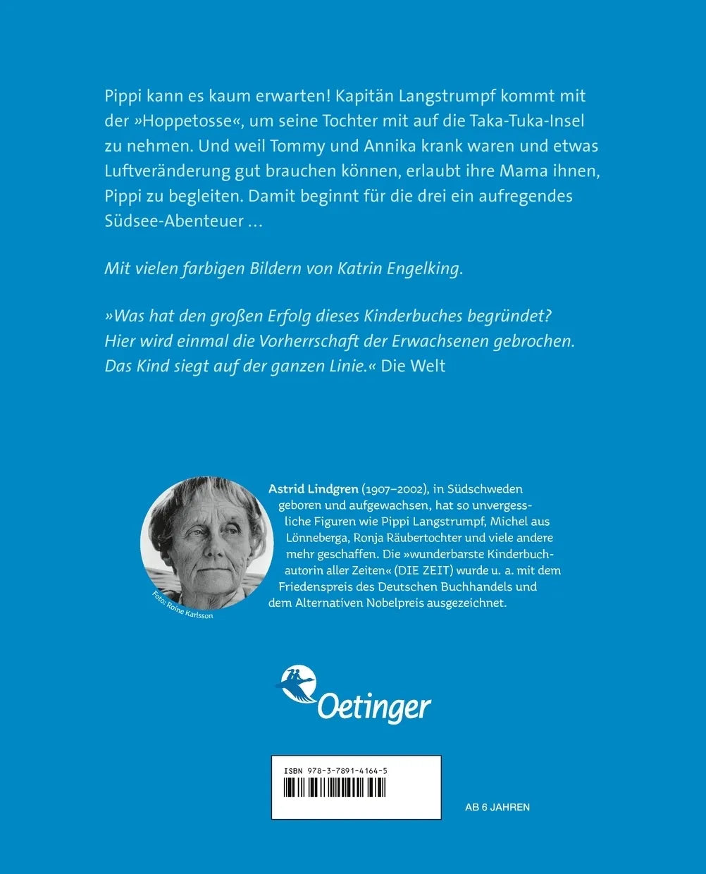 Buchrückseite von 'Pippi Langstrumpf 3. Pippi in Taka-Tuka-Land' mit Klappentext - Gebundene Ausgabe