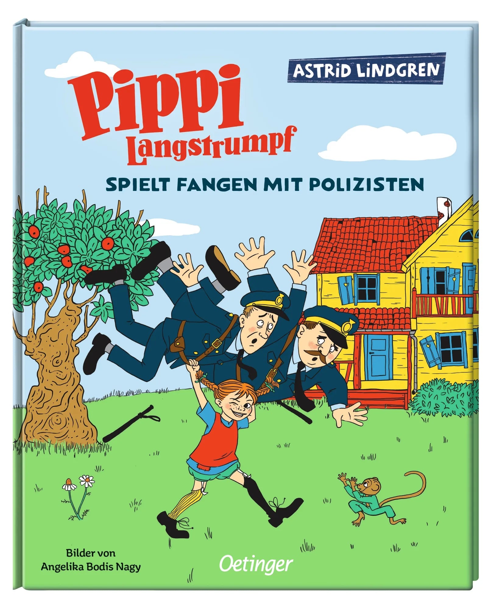 Detailansicht: Pippi Langstrumpf spielt Fangen mit Polizisten (Hardcover)